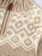 JoJo Maman Bébé Natural Fair Isle Half Zip Knit Jumper - Image 3 of 3