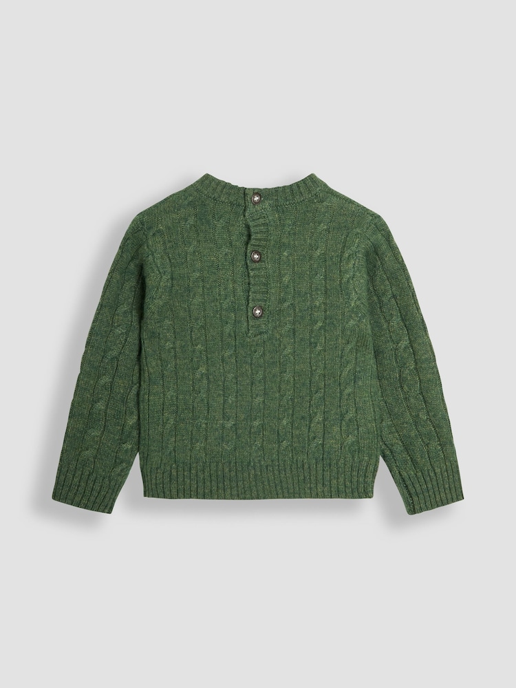 JoJo Maman Bébé Green Classic Cable Jumper - Image 2 of 3