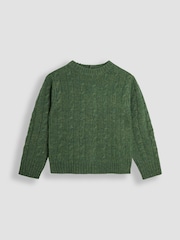 JoJo Maman Bébé Forest Green Classic Cable Jumper - Image 4 of 6