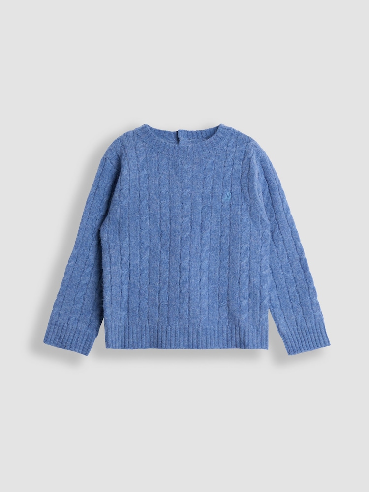 JoJo Maman Bébé Navy Blue Classic Cable Jumper - Image 1 of 3