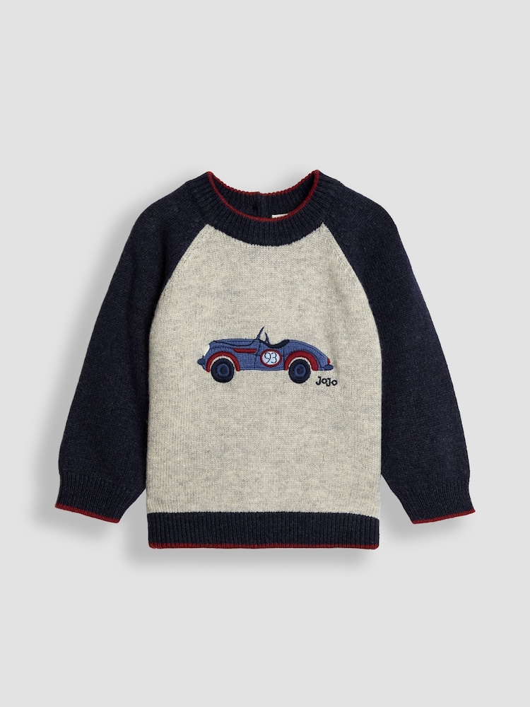 JoJo Maman Bébé Grey Raglan Character Jumper - Image 1 of 3