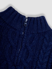 JoJo Maman Bébé Blue Chunky Cable Half Zip Jumper - Image 3 of 3