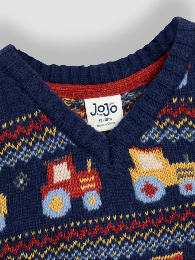 JoJo Maman Bébé Blue Fair Isle Tank Top - Image 2 of 3