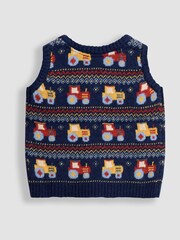 JoJo Maman Bébé Blue Fair Isle Tank Top - Image 3 of 3