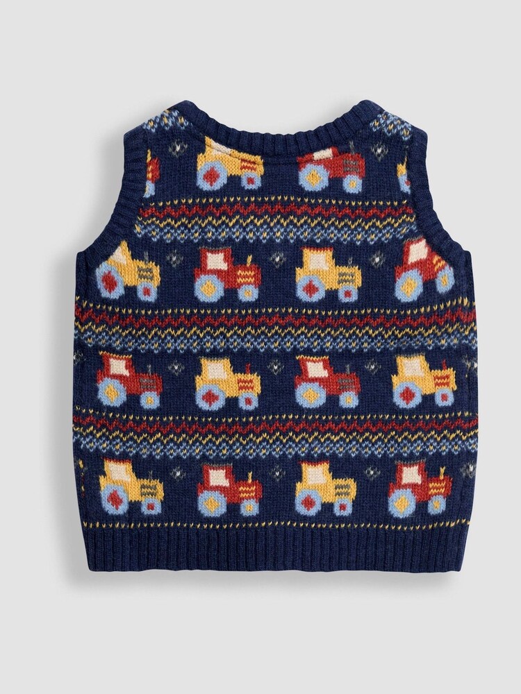 JoJo Maman Bébé Blue Fair Isle Tank Top - Image 3 of 3