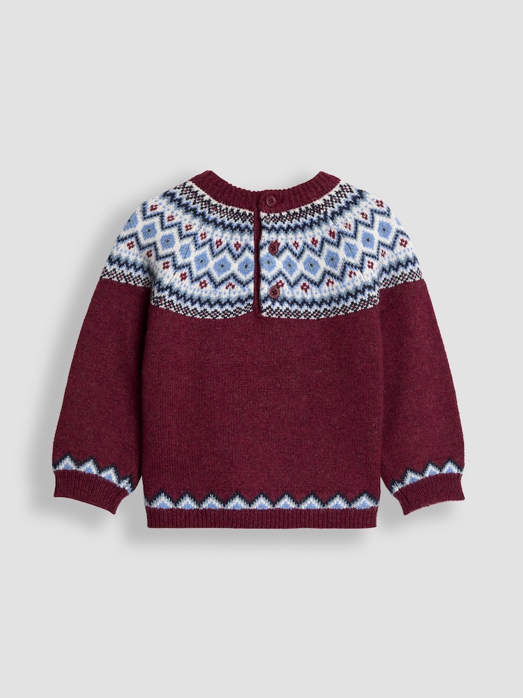 JoJo Maman Bébé Red Fair Isle Jumper - Image 2 of 3
