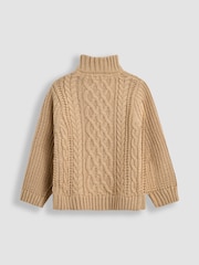 JoJo Maman Bébé Natural Chunky Cable Half Zip Jumper - Image 2 of 4