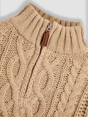 JoJo Maman Bébé Natural Chunky Cable Half Zip Jumper - Image 3 of 4