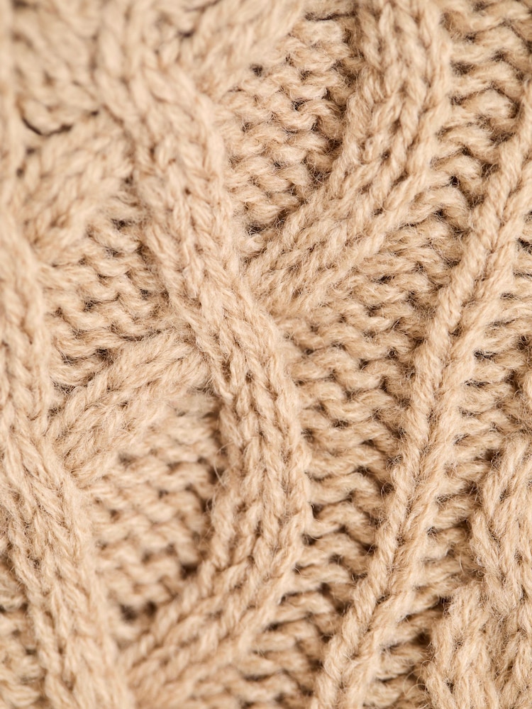 JoJo Maman Bébé Natural Chunky Cable Half Zip Jumper - Image 4 of 4