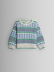 JoJo Maman Bébé Grey Patterned Jumper - Image 1 of 3