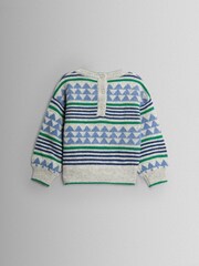 JoJo Maman Bébé Grey Patterned Jumper - Image 3 of 3