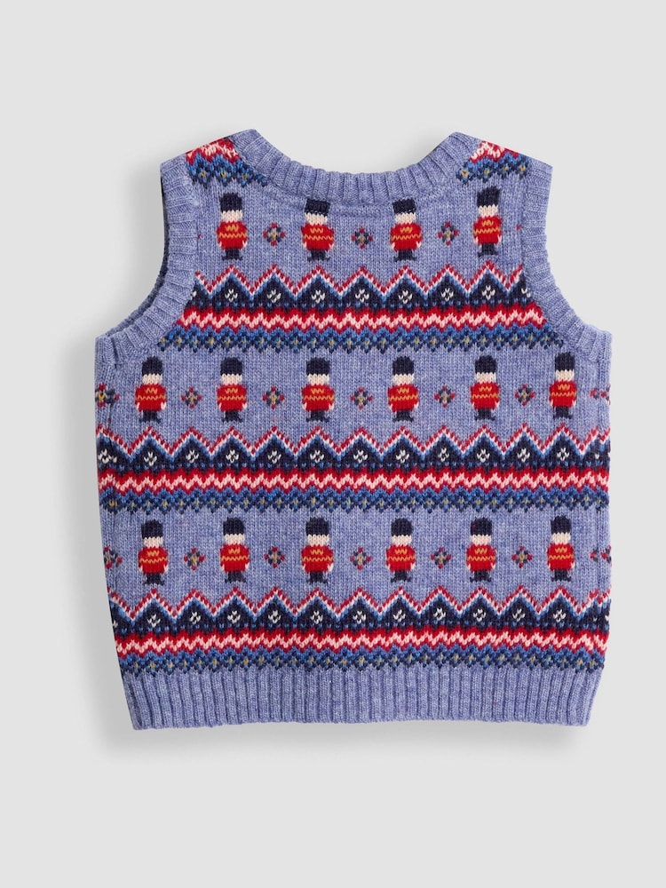 JoJo Maman Bébé Sky Blue Fair Isle Tank Top - Image 3 of 3