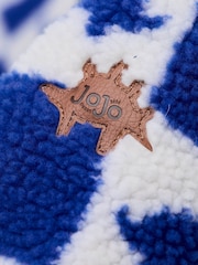 JoJo Maman Bébé Blue Hooded Borg Jacket - Image 6 of 7