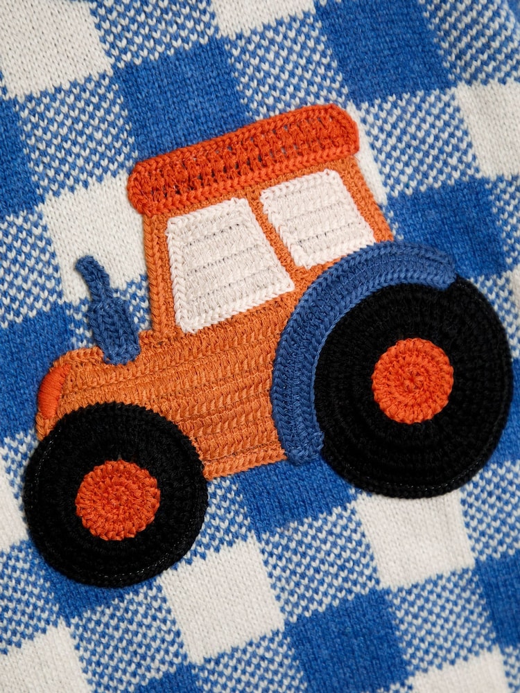JoJo Maman Bébé Light Blue Crochet Appliqué Jumper - Image 2 of 3
