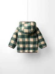 JoJo Maman Bébé Green Highland Cow Appliqué Half Zip Borg Jacket - Image 2 of 6