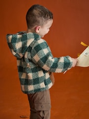JoJo Maman Bébé Green Highland Cow Appliqué Half Zip Borg Jacket - Image 9 of 13