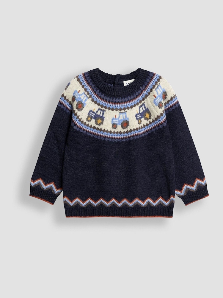 JoJo Maman Bébé Light Blue Character Fair Isle Jumper - Image 1 of 3