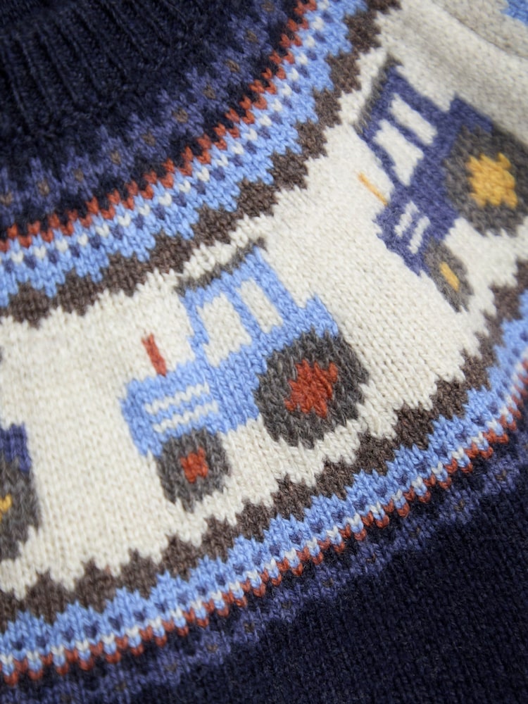 JoJo Maman Bébé Light Blue Character Fair Isle Jumper - Image 2 of 3
