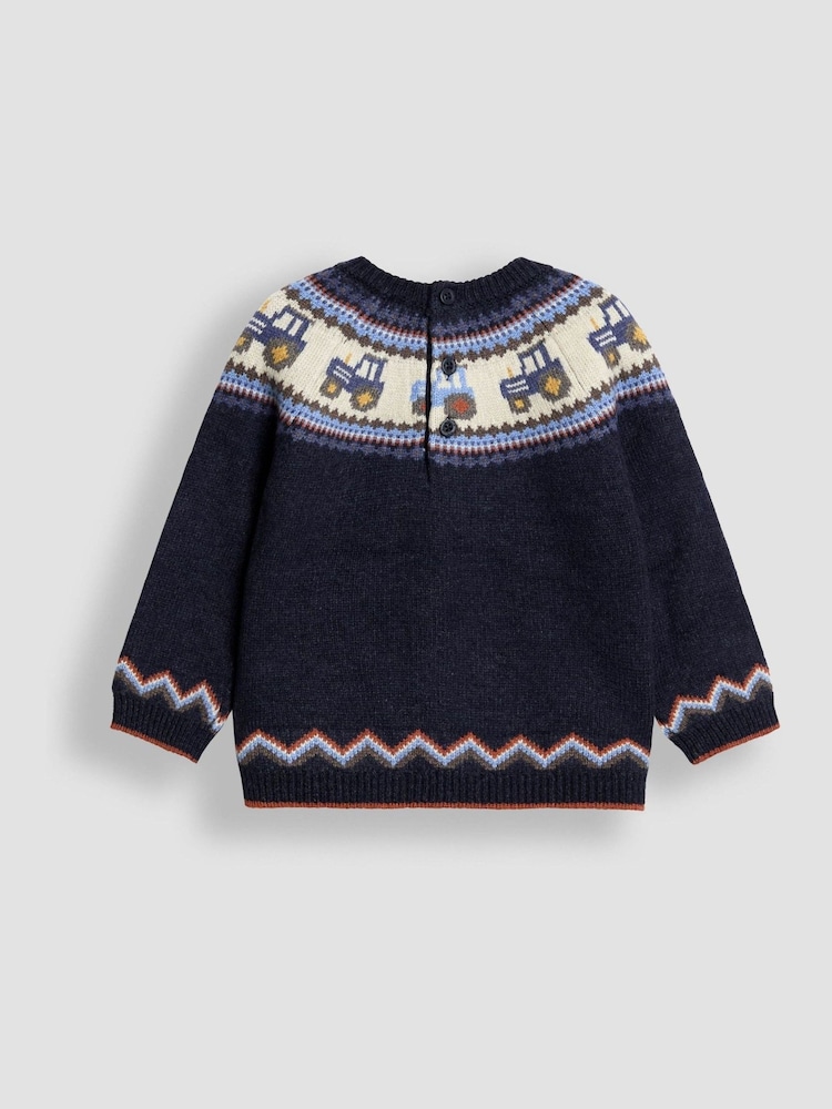 JoJo Maman Bébé Light Blue Character Fair Isle Jumper - Image 3 of 3