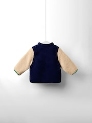 JoJo Maman Bébé Navy Blue Hooded Teddy Fleece Jacket - Image 10 of 10