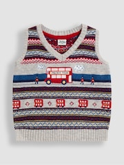 JoJo Maman Bébé Grey Fair Isle Tank Top - Image 1 of 3