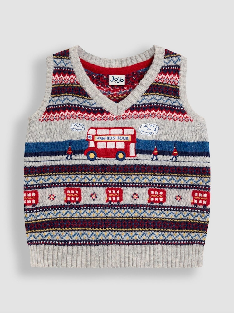 JoJo Maman Bébé Grey Fair Isle Tank Top - Image 1 of 3