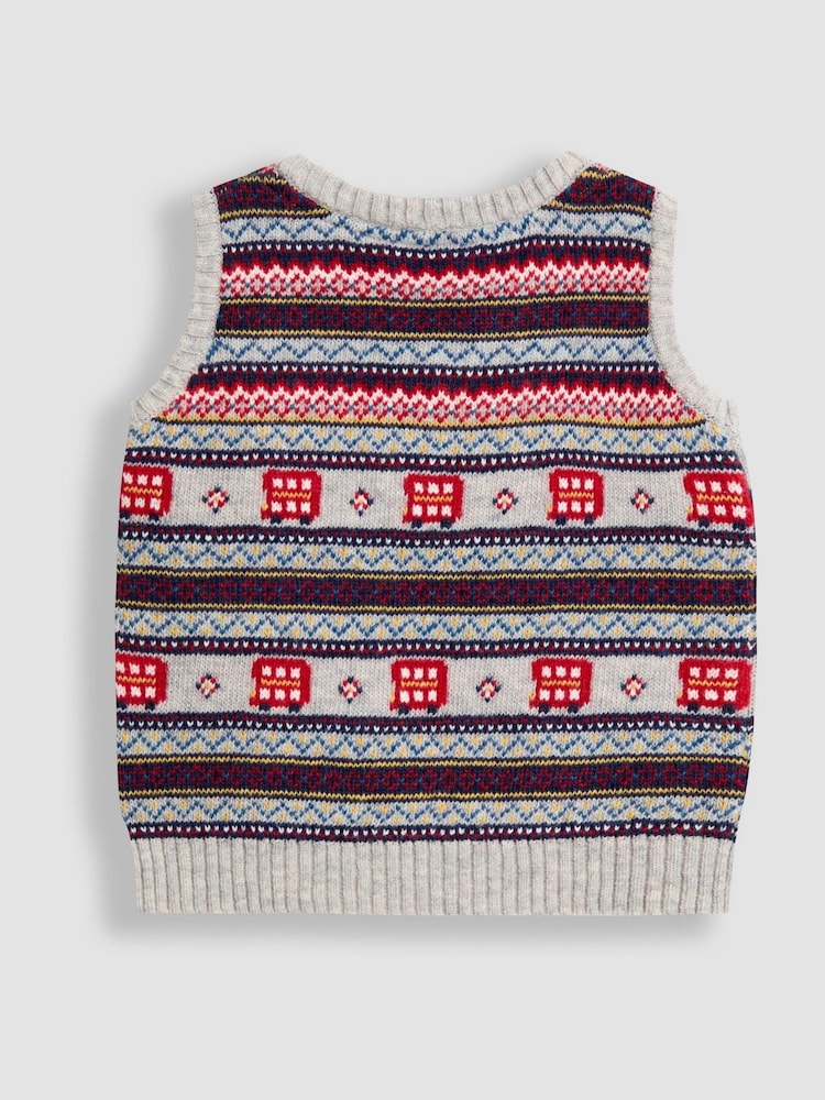 JoJo Maman Bébé Grey Fair Isle Tank Top - Image 3 of 3