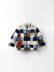 JoJo Maman Bébé Gruffalo Blue Appliqué Teddy Fleece Jacket - Image 1 of 3