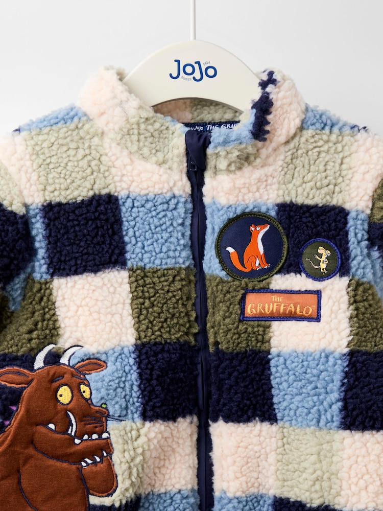 JoJo Maman Bébé Gruffalo Blue Appliqué Teddy Fleece Jacket - Image 3 of 3