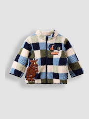 JoJo Maman Bébé The Gruffalo Blue Appliqué Teddy Fleece Jacket - Image 4 of 8