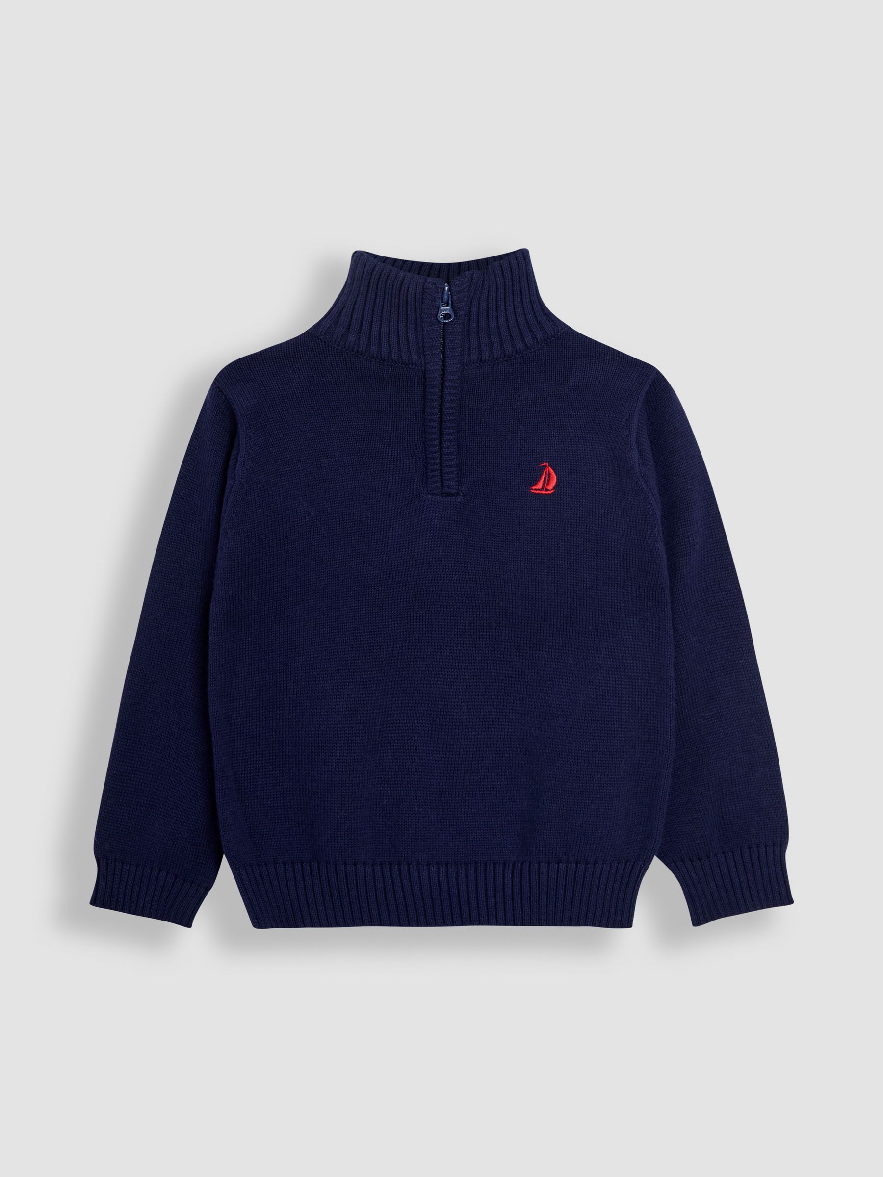 JoJo Maman Bébé Blue Classic Half Zip Jumper