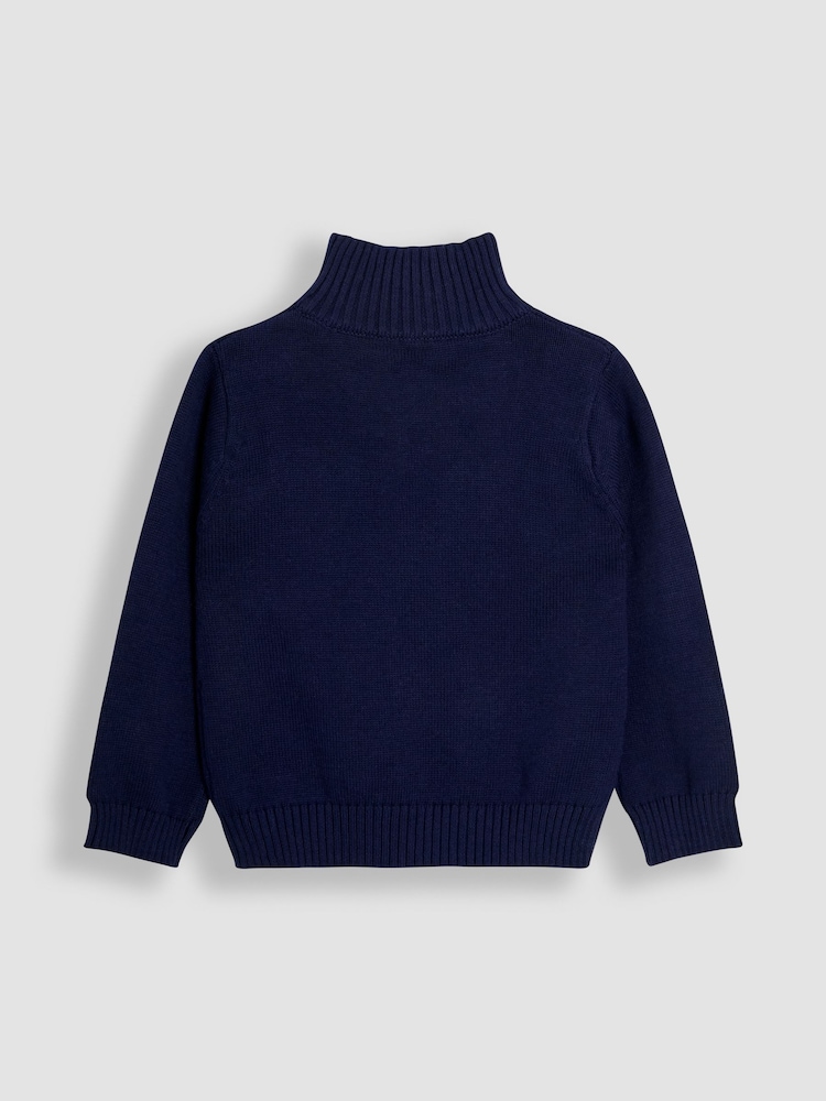 JoJo Maman Bébé Navy Blue Classic Half Zip Jumper - Image 2 of 3 JoJo Maman Bébé Navy Blue Classic Half Zip Jumper - Image 2 of 3