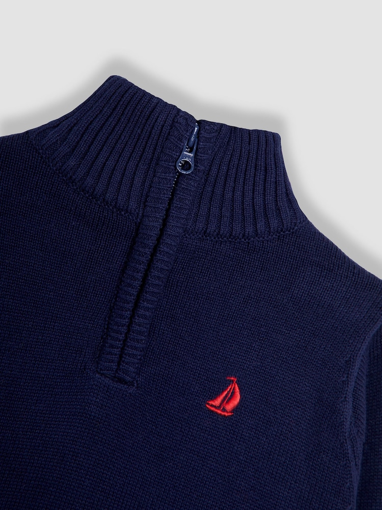 JoJo Maman Bébé Navy Blue Classic Half Zip Jumper - Image 3 of 3 JoJo Maman Bébé Navy Blue Classic Half Zip Jumper - Image 3 of 3