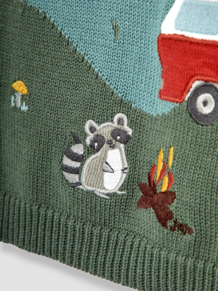 JoJo Maman Bébé Green Woodland Scene Jumper - Image 3 of 3 JoJo Maman Bébé Green Woodland Scene Jumper - Image 3 of 3