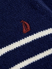 JoJo Maman Bébé Blue Classic Stripe Half Zip Jumper - Image 2 of 3