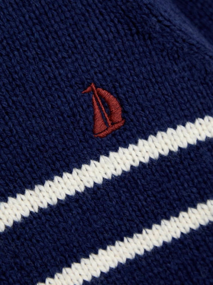 JoJo Maman Bébé Blue Classic Stripe Half Zip Jumper - Image 2 of 3