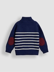 JoJo Maman Bébé Blue Classic Stripe Half Zip Jumper - Image 3 of 3
