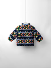 JoJo Maman Bébé Green Aztec Style Borg Jacket - Image 8 of 12