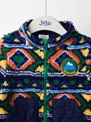 JoJo Maman Bébé Green Aztec Style Borg Jacket - Image 9 of 12