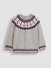JoJo Maman Bébé Grey Character Fair Isle Jumper - Image 1 of 3