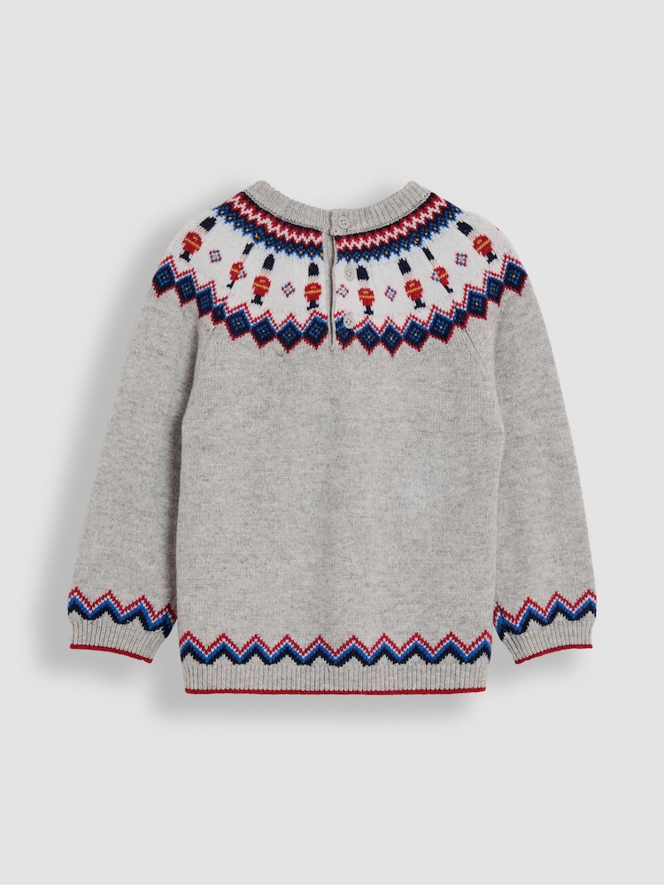 JoJo Maman Bébé Grey Character Fair Isle Jumper - Image 2 of 3
