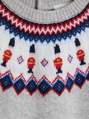 JoJo Maman Bébé Grey Character Fair Isle Jumper - Image 3 of 3