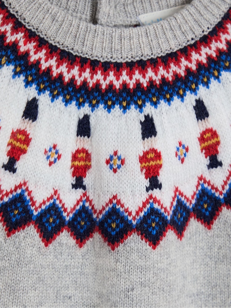JoJo Maman Bébé Grey Character Fair Isle Jumper - Image 3 of 3