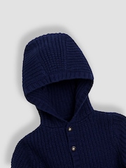 JoJo Maman Bébé Blue Knit Hooded Cardigan - Image 3 of 3