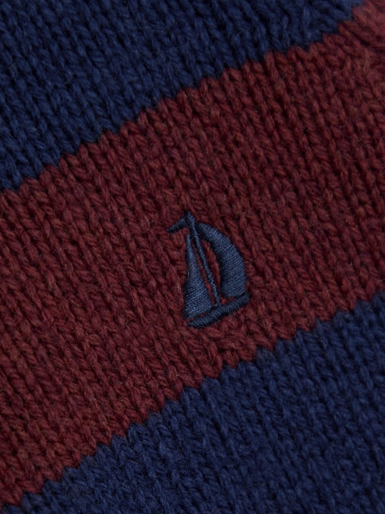 JoJo Maman Bébé Red Classic Stripe Half Zip Jumper - Image 2 of 3