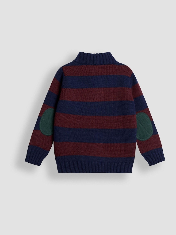 JoJo Maman Bébé Red Classic Stripe Half Zip Jumper - Image 3 of 3