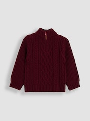 JoJo Maman Bébé Red Chunky Cable Half Zip Jumper - Image 1 of 3