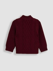 JoJo Maman Bébé Red Chunky Cable Half Zip Jumper - Image 2 of 3