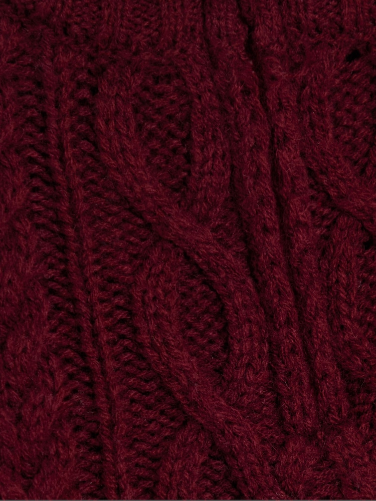 JoJo Maman Bébé Red Chunky Cable Half Zip Jumper - Image 3 of 3