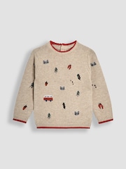 JoJo Maman Bébé Natural Embroidered Jumper - Image 1 of 3